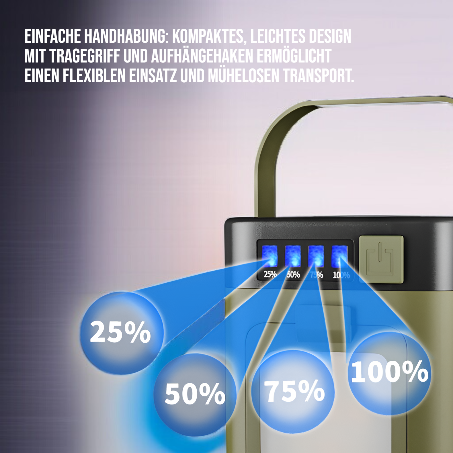 Solarbetriebene LED Campinglampe im Einsatz