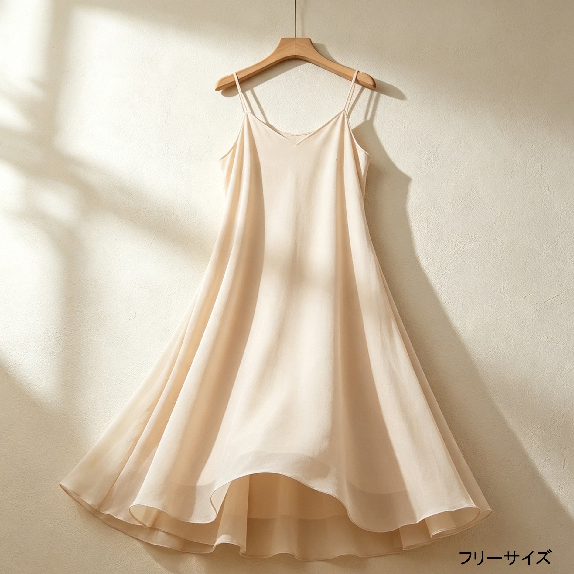シフォン素材の軽やかなキャミワンピース