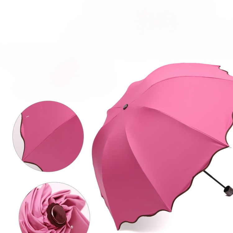  變色開花雨傘防曬加厚黑膠晴雨兩用折疊傘