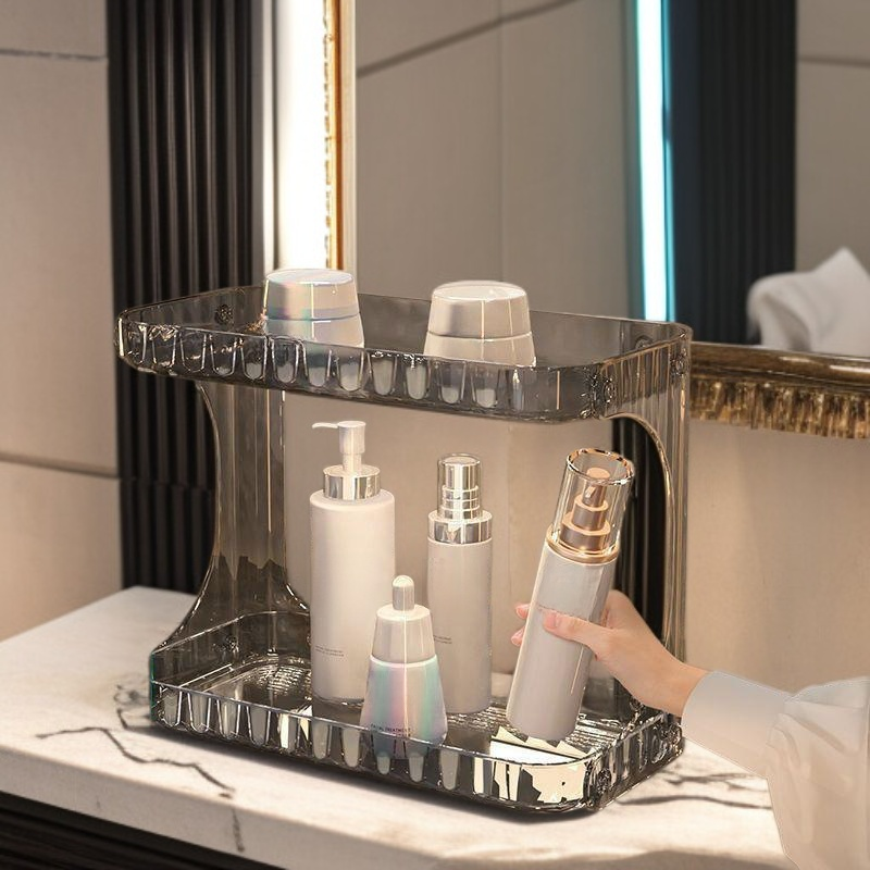 Modern Double-Tier Vanity Shelf for Bathroom – Skincare & Makeup Organizer
