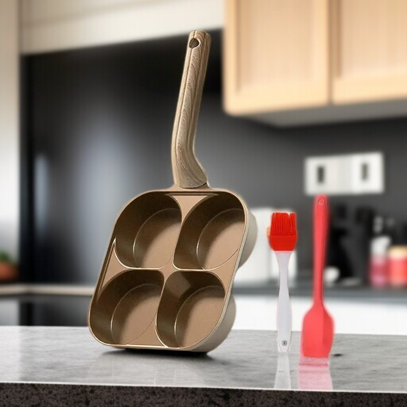 Sartén de titanio tres en uno para desayuno