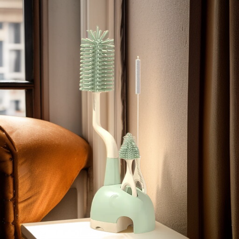 ชุดแปรงซิลิโคนสำหรับทำความสะอาดขวดนมเด็กเล็ก มีแปรงจุกนม แปรงขวดนม และแปรงหลอดดูด