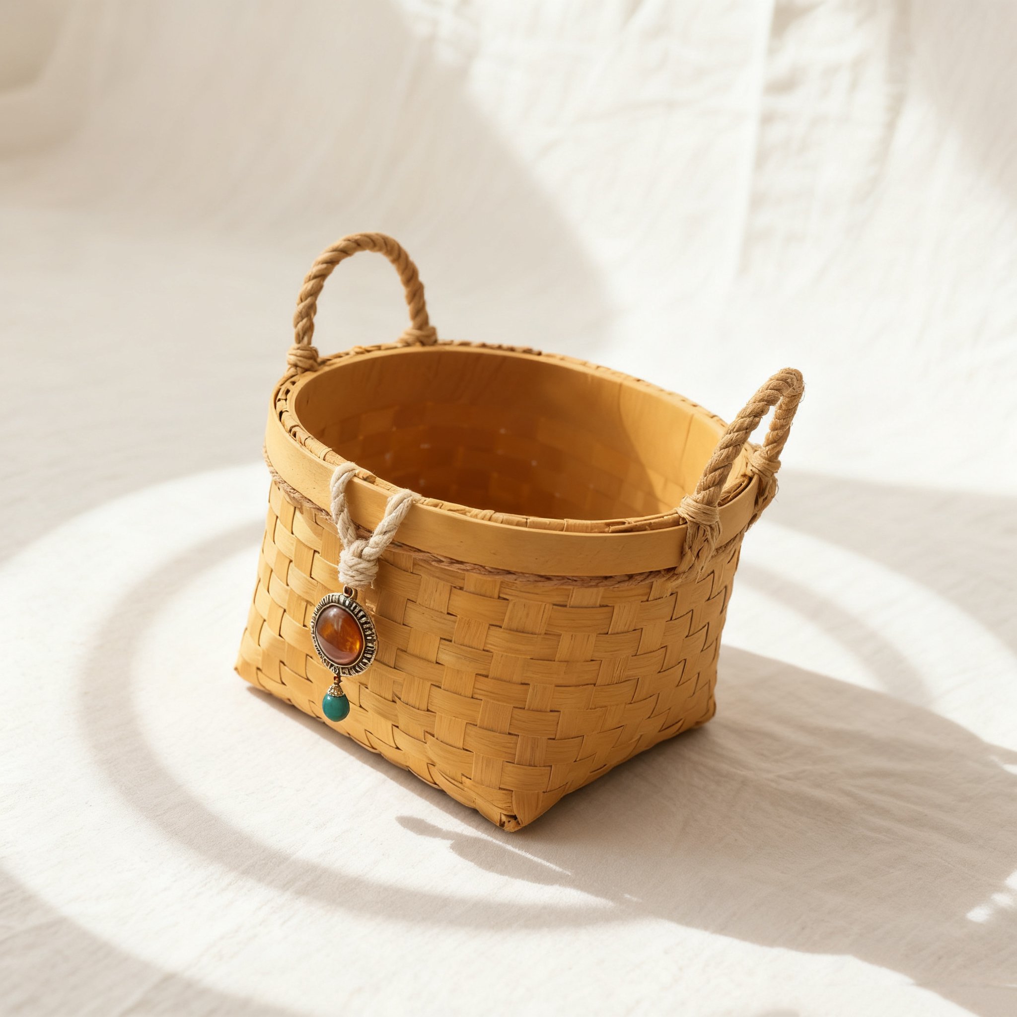 เซ็ตตะกร้าหวายแบบมีหูหิ้ว สำหรับใส่ของ 2 ใบ