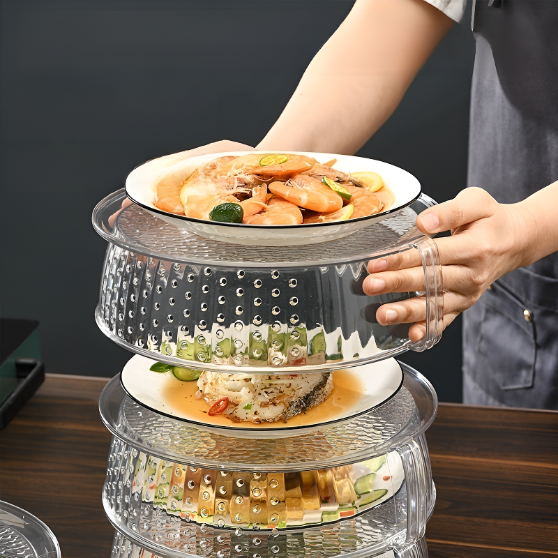 ฝาครอบอาหารหลายชั้นใส สำหรับกันฝุ่นในครัว