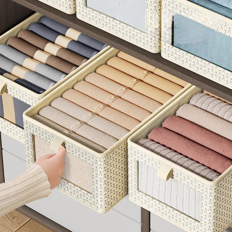 V型窓付き衣類整理ボックス・クローゼット収納ケース・家庭用衣服収納神器