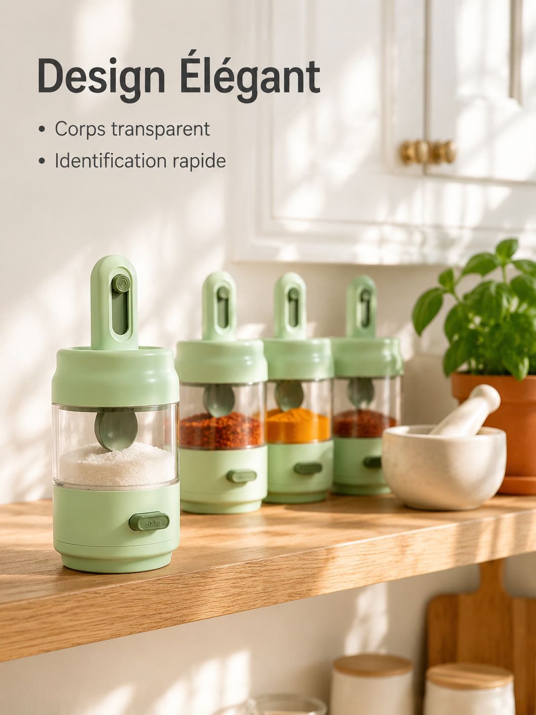Bocaux hermétiques de cuisine pour sel, glutamate et autres condiments