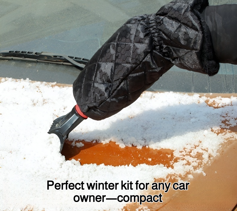 Insulated gloves for snow removal from car