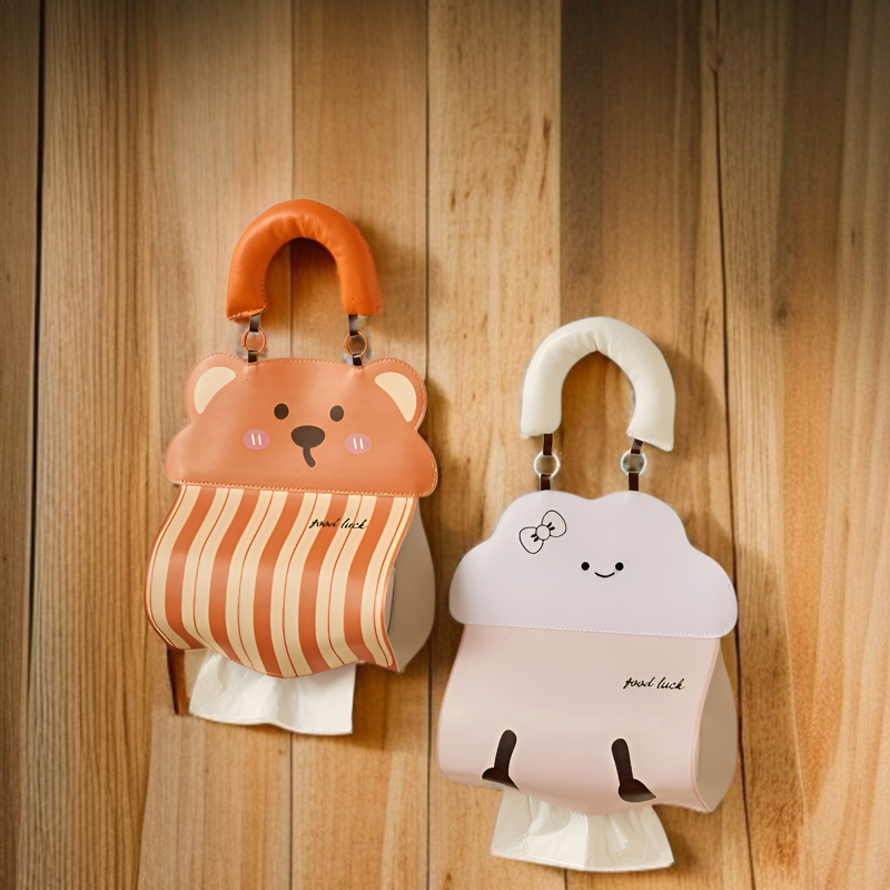 漫画の壁掛けティッシュバッグ防水壁掛けフェイスタオルロールペーパーボックスバスルームトイレットペーパーバッグ