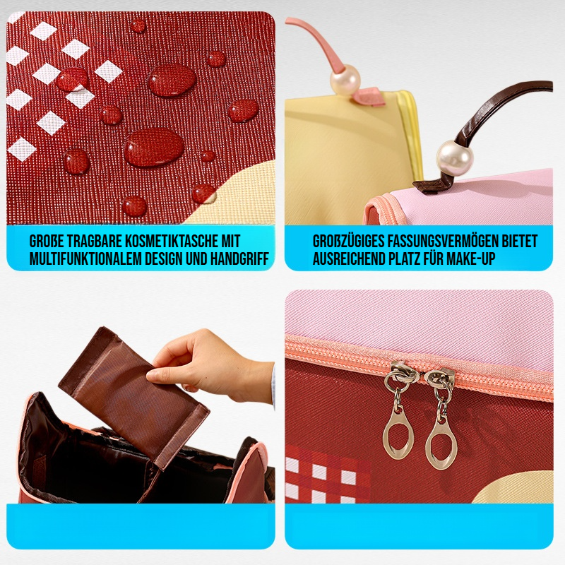 Große tragbare Kosmetiktasche mit multifunktionalem Design und Handgriff