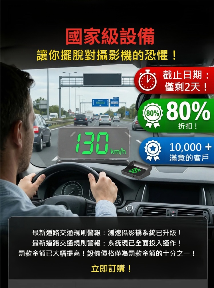 抬頭顯示HUD車載GPS數位速度表