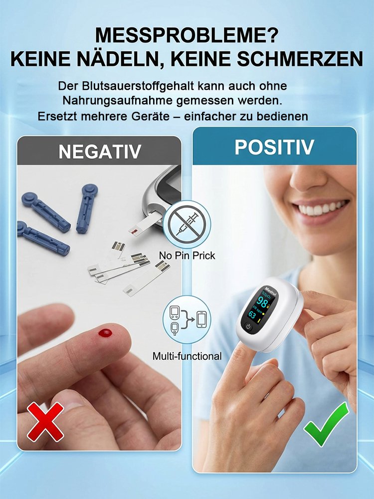 3-in-1-Blutzucker-, Herzfrequenz- und Pulsoximeter