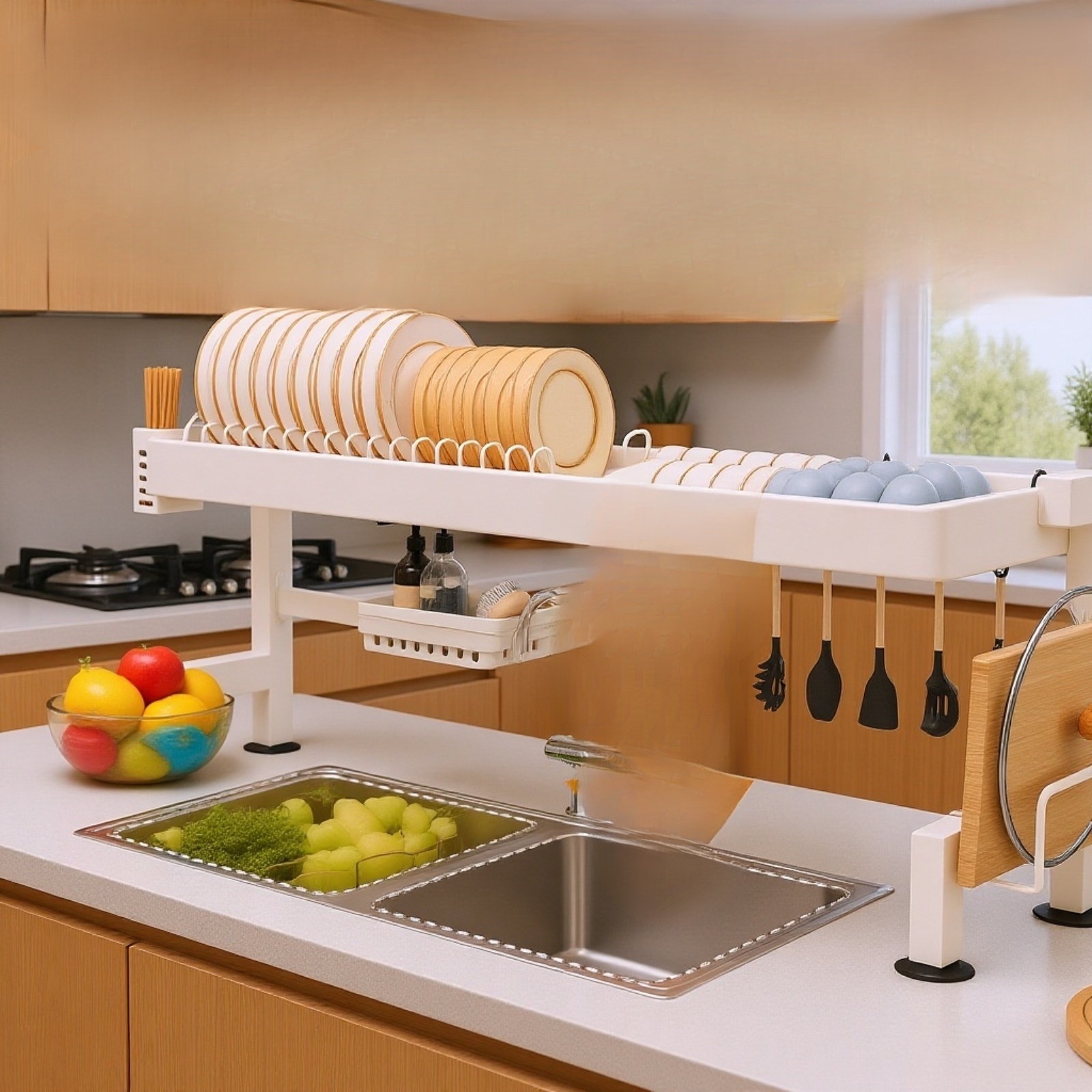 Multifunctional Kitchen Sink Storage Rack Draining Shelf