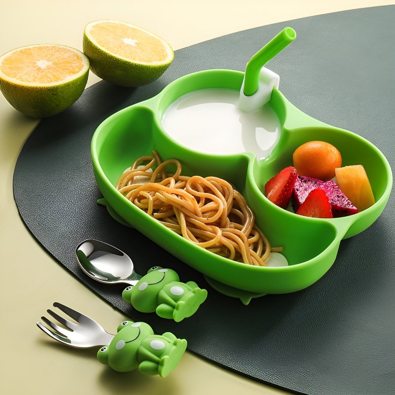 Baby Partition Cartoon Frog Silicone Plate