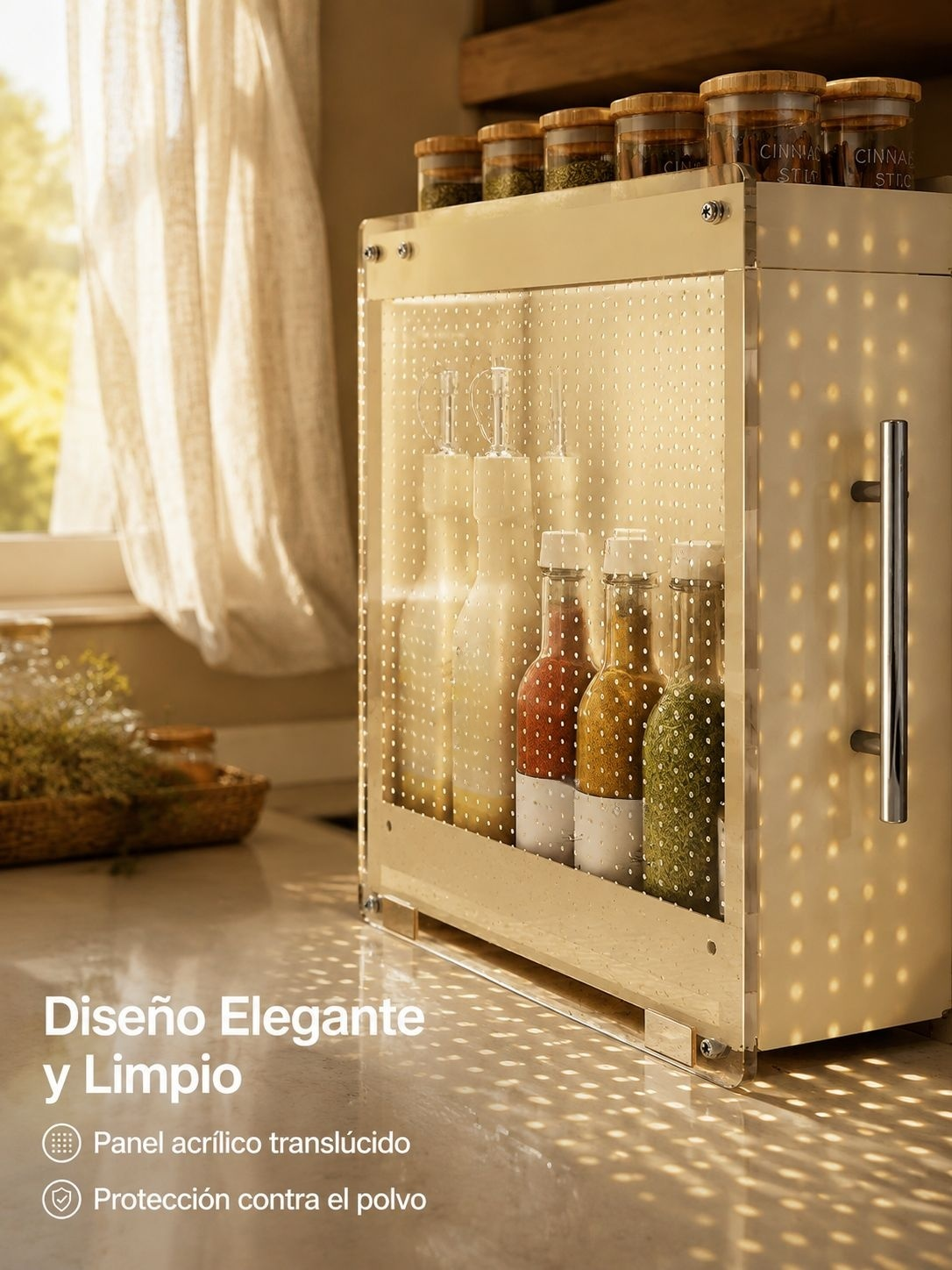 Soporte extraíble para frascos de especias de cocina