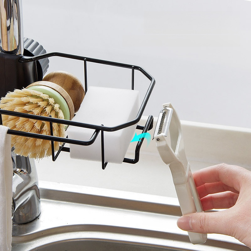 Organizador de fregadero de cocina, estante de drenaje de acero inoxidable para grifo