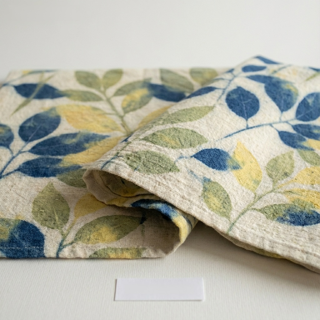 Chemin de table en lin et coton imprimé aquarelle