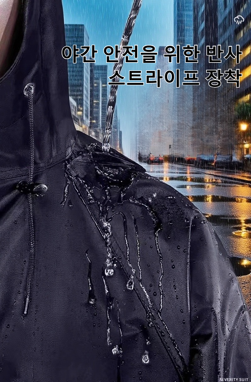 더블 포켓 디자인이 돋보이는 롱 레인코트