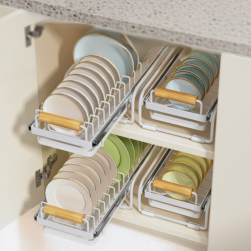 테이블 접시 선반 미끄럼 방지 물빠짐 선반 수납 바구니 주방 찬장