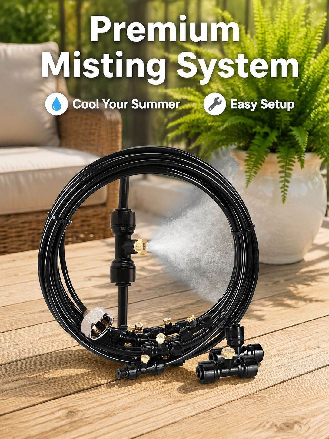 Garden Outdoor Low Pressure Cooling Misting Nozzle Kit