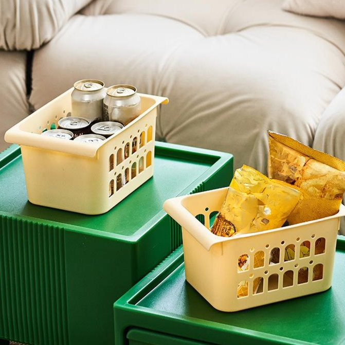 南洋風デザイン多サイズ伸縮ロッド付きメッシュ収納バスケット