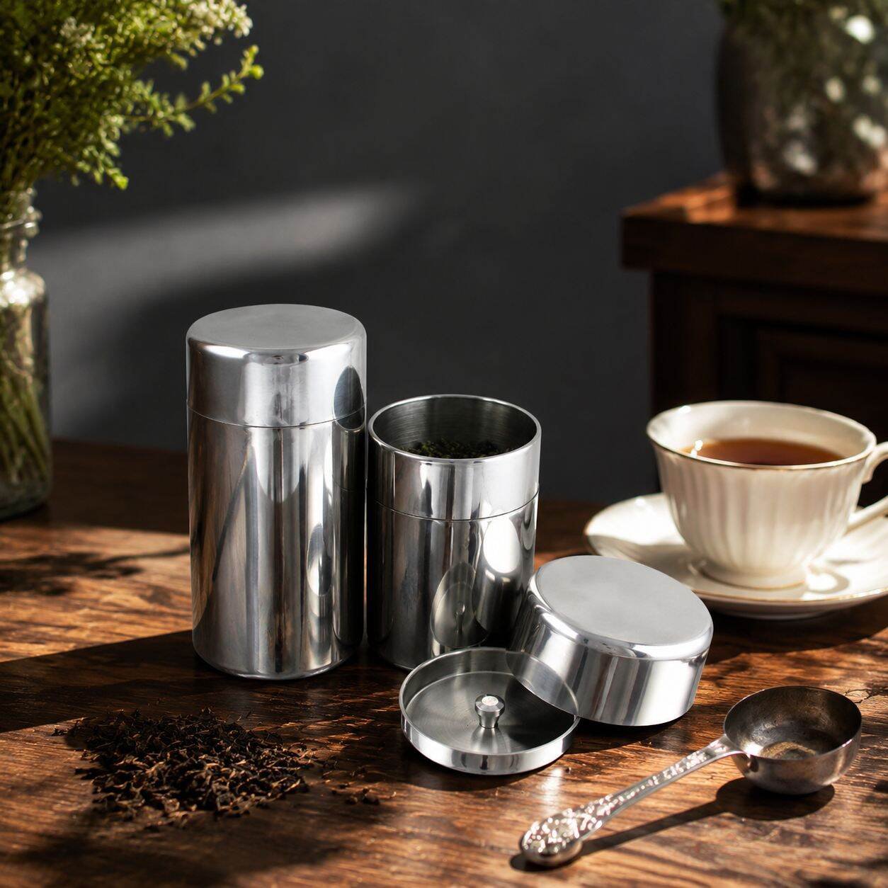 304 Stainless Steel Sealed Storage Jar Portable Tea and Tangerine Peel Canister