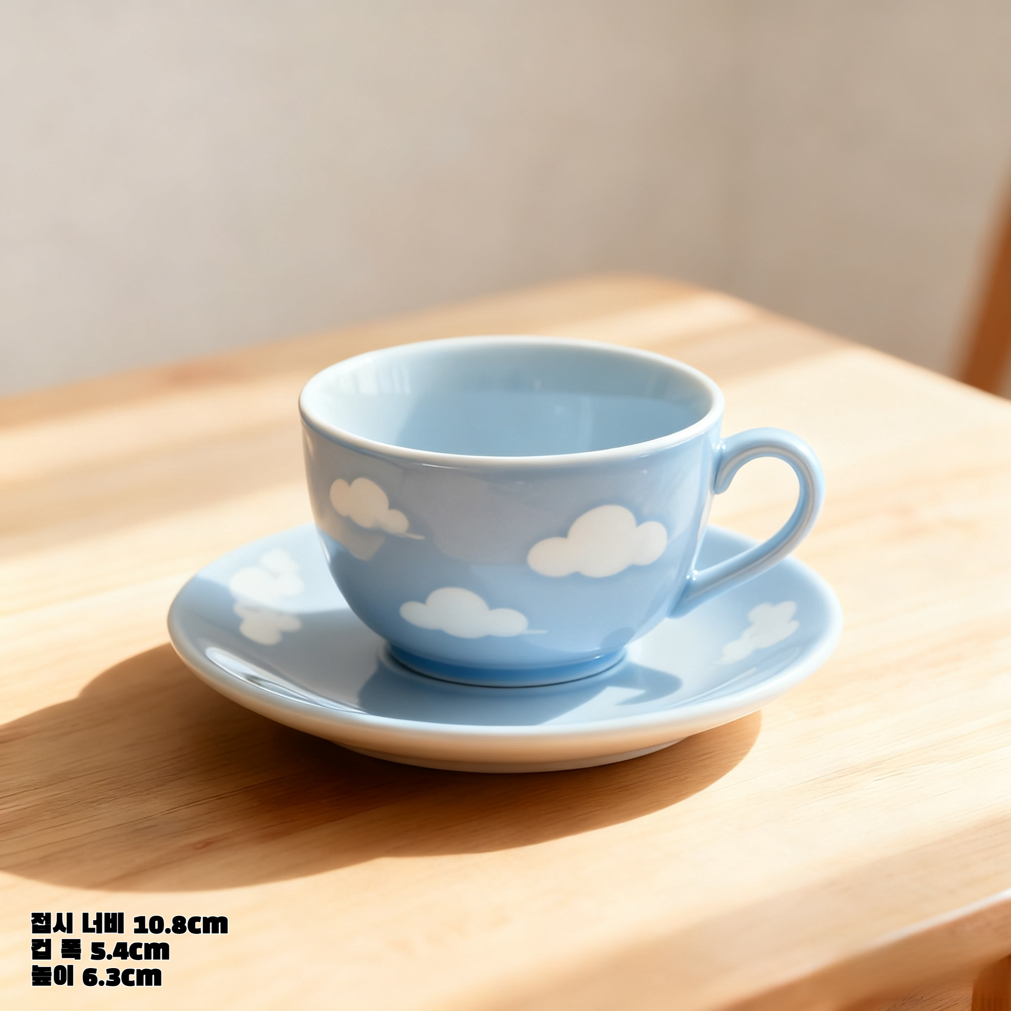 세련된 파란색 도자기 그릇과 접시 클로즈업