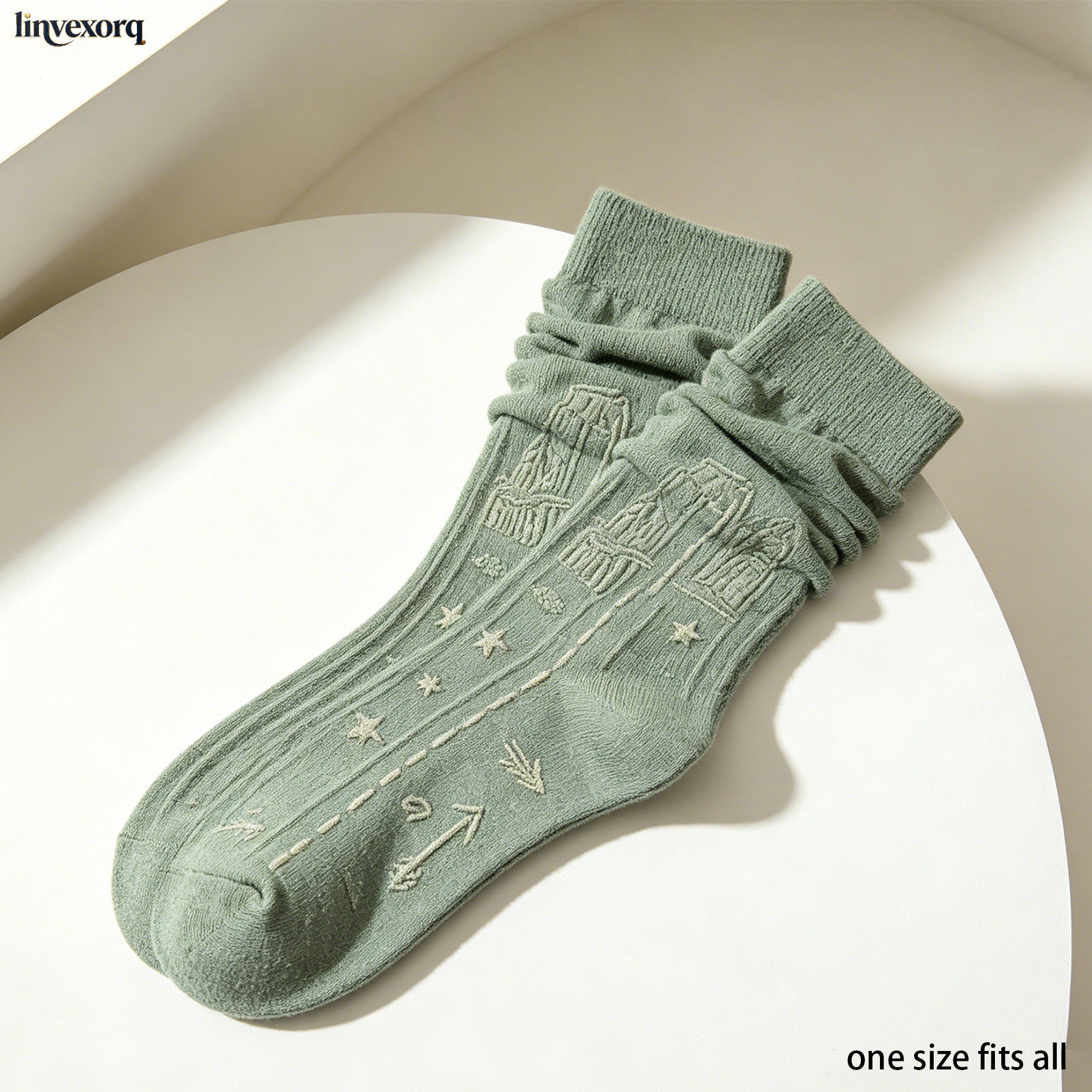 Slouchy Embroidered Mid-Calf Socks in multiple colors