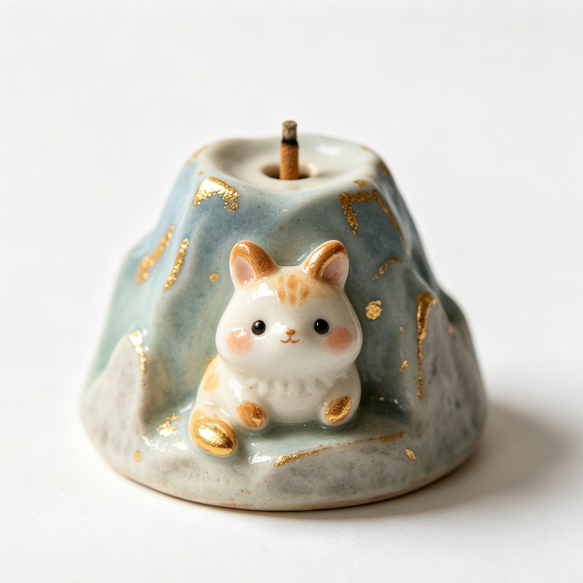 Mountain Corner Moon Rabbit Incense Holder on wooden table