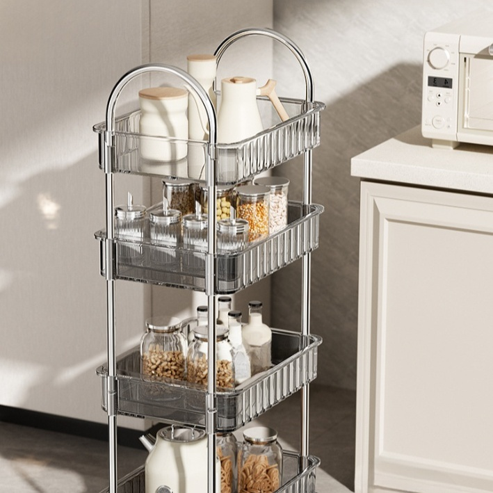 Rolling trolley for kitchen utensils and groceries