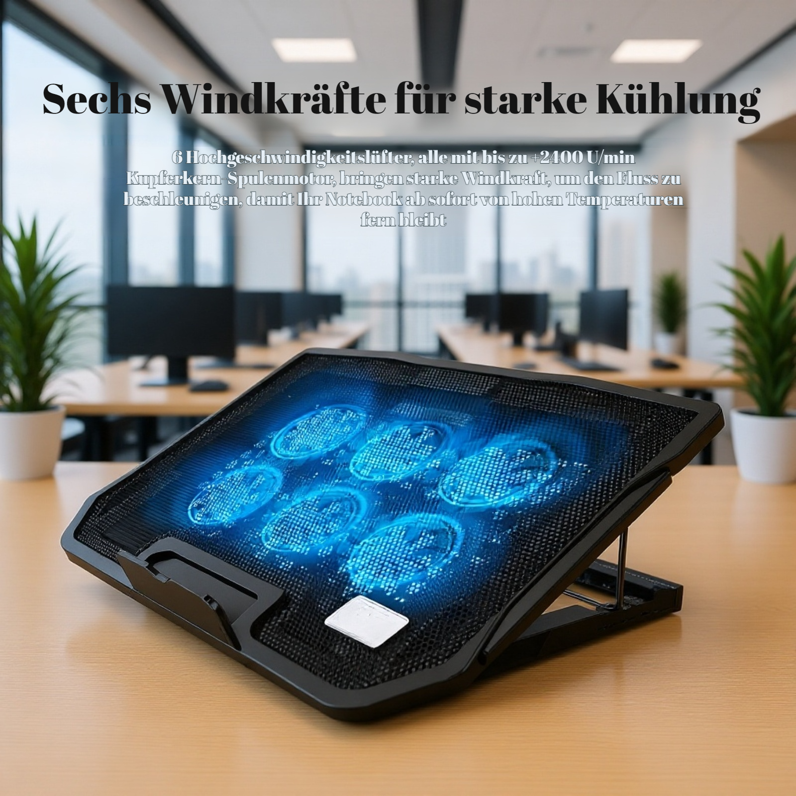 Detailansicht der 6 Lüfter für maximale Kühlung