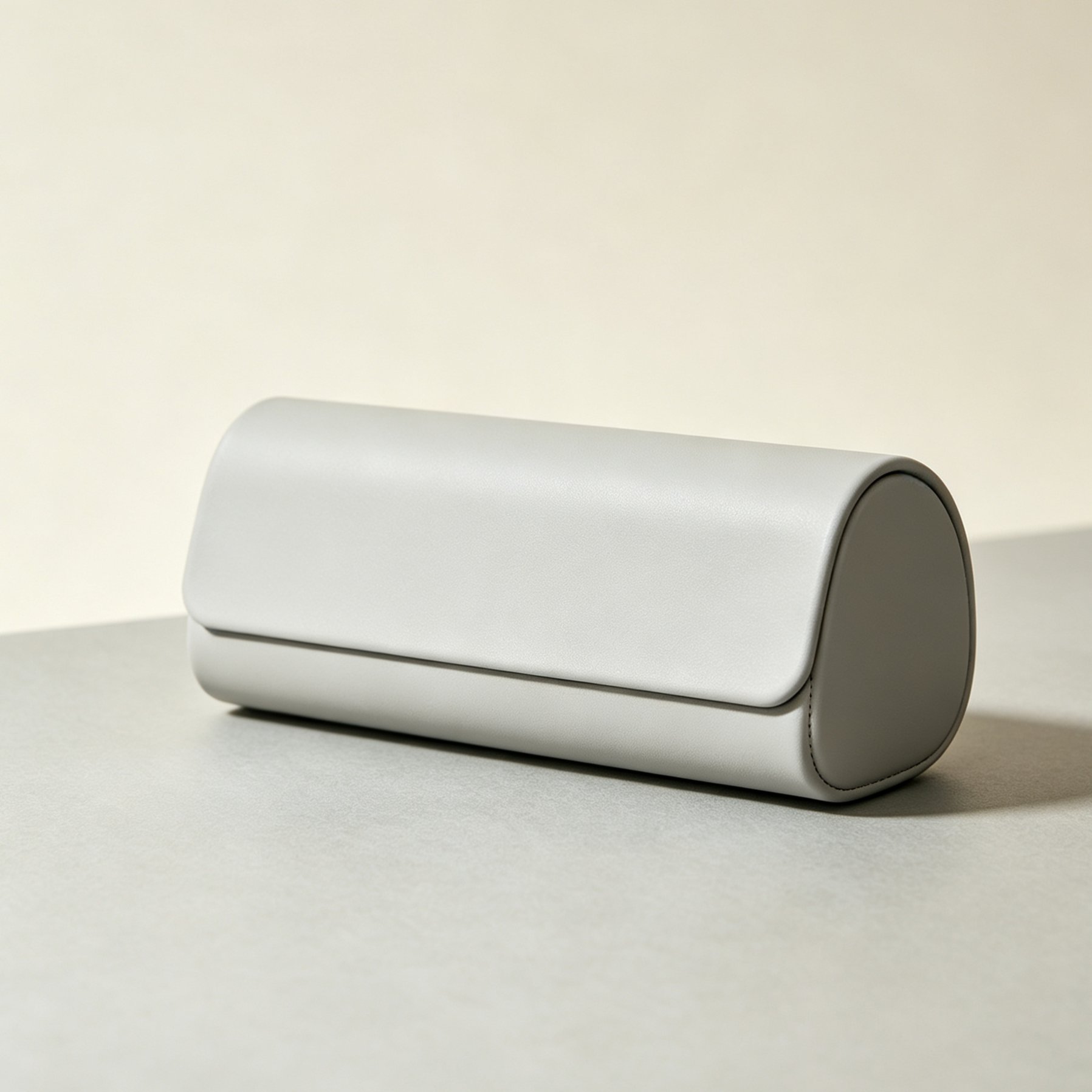 Round portable glasses case with zipper closure