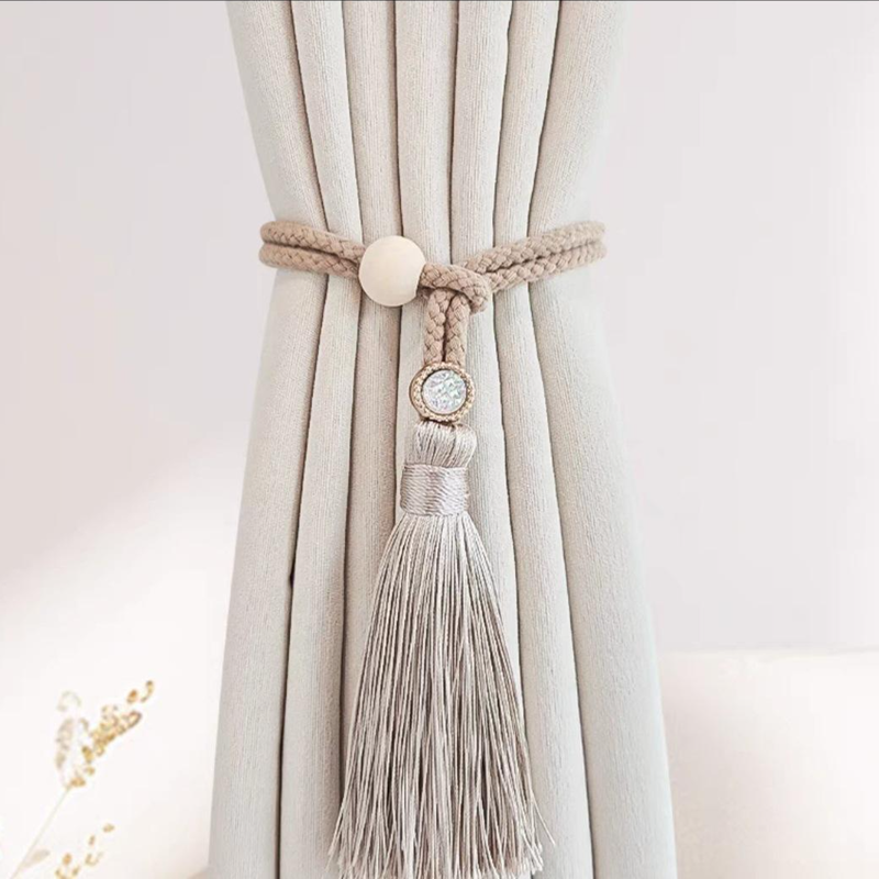 Braided rope for storing curtain clips