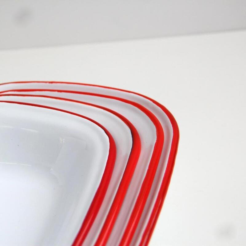 한식 사각 깊은 법랑 접시 