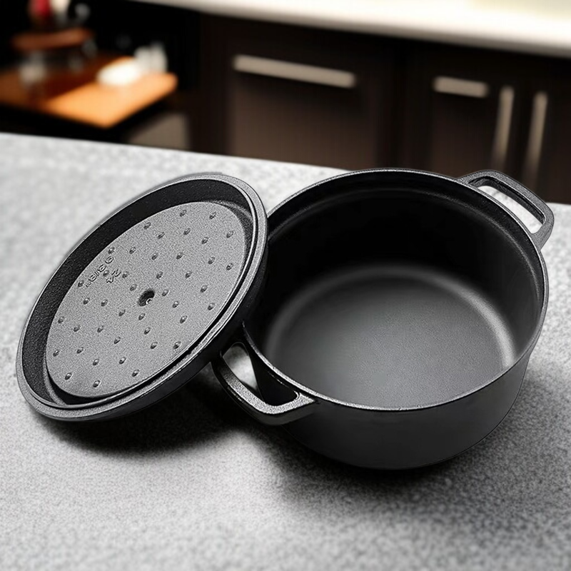 昔ながらの両耳鉄鍋 鋳物シチュー鍋 コーティングされていないノンスティック鍋 煮物鍋 スープ鍋 鉄鍋