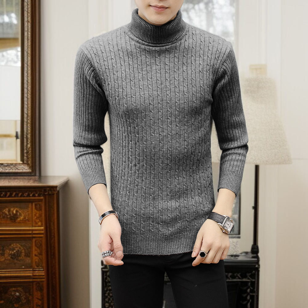 남여공용 목폴라 터틀넥 목티 골지 스웨터 기본티