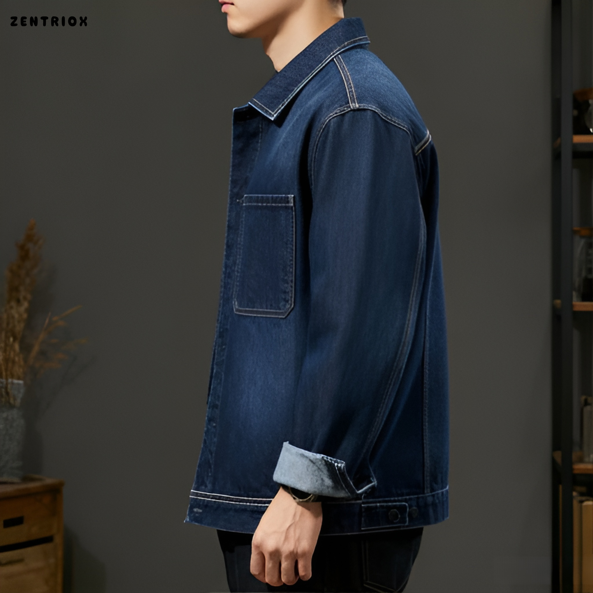클래식한 데님 재킷 정면 이미지