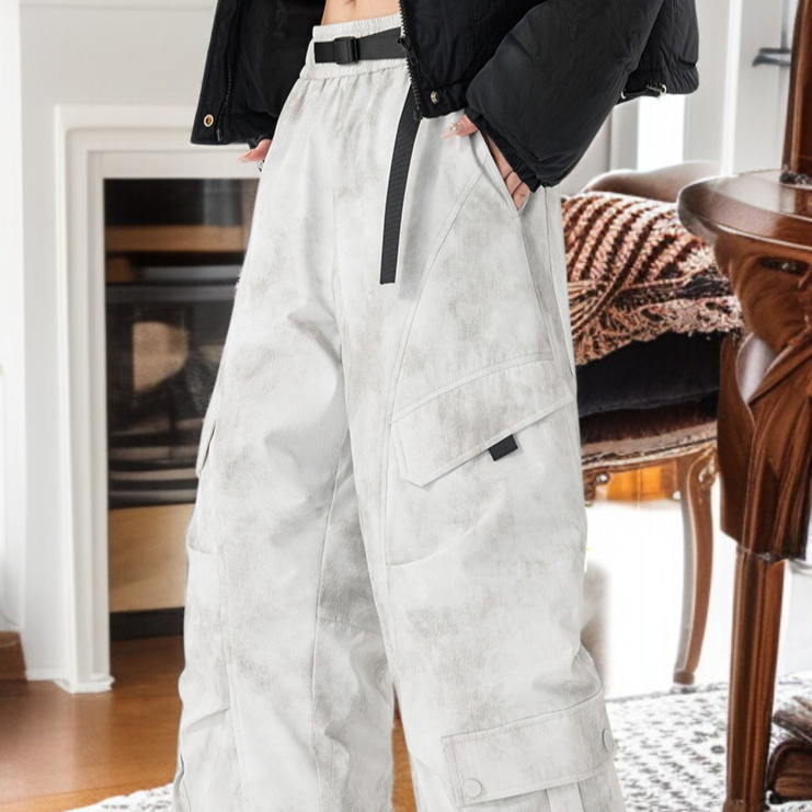 ダウン入りカーゴパンツ、冬用ロングパンツ、90% ホワイトダックダウン、スタイリッシュ、防風、防水、迷彩柄、厚みがあり、自己発熱、関節を保護するグラフェン膝パッド、ユニセックス、寒い天候でのハイキング