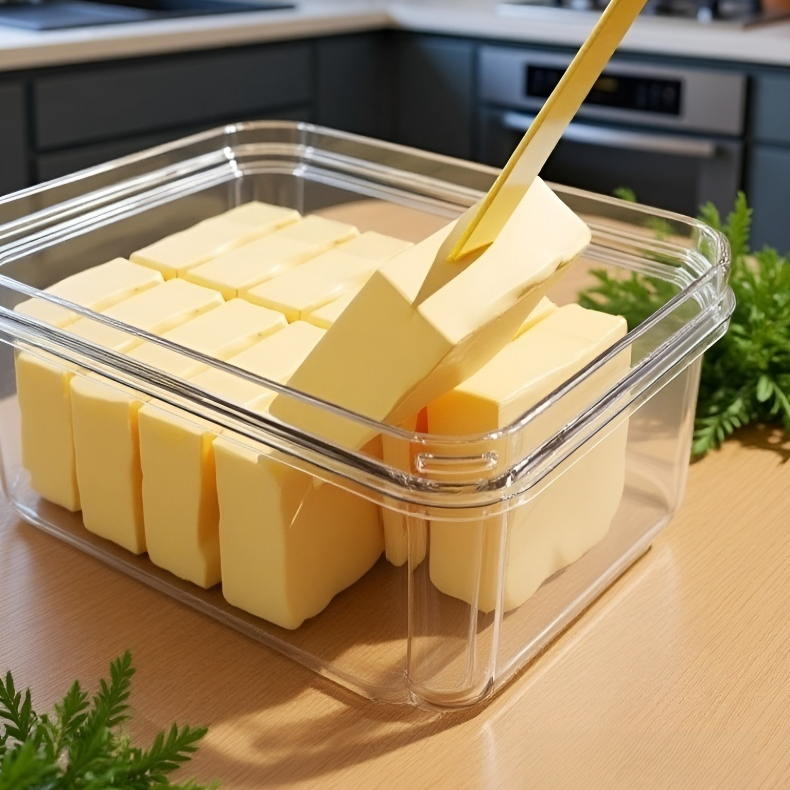 Krabička na máslo s nožem a těsněním pro skladování a krájení