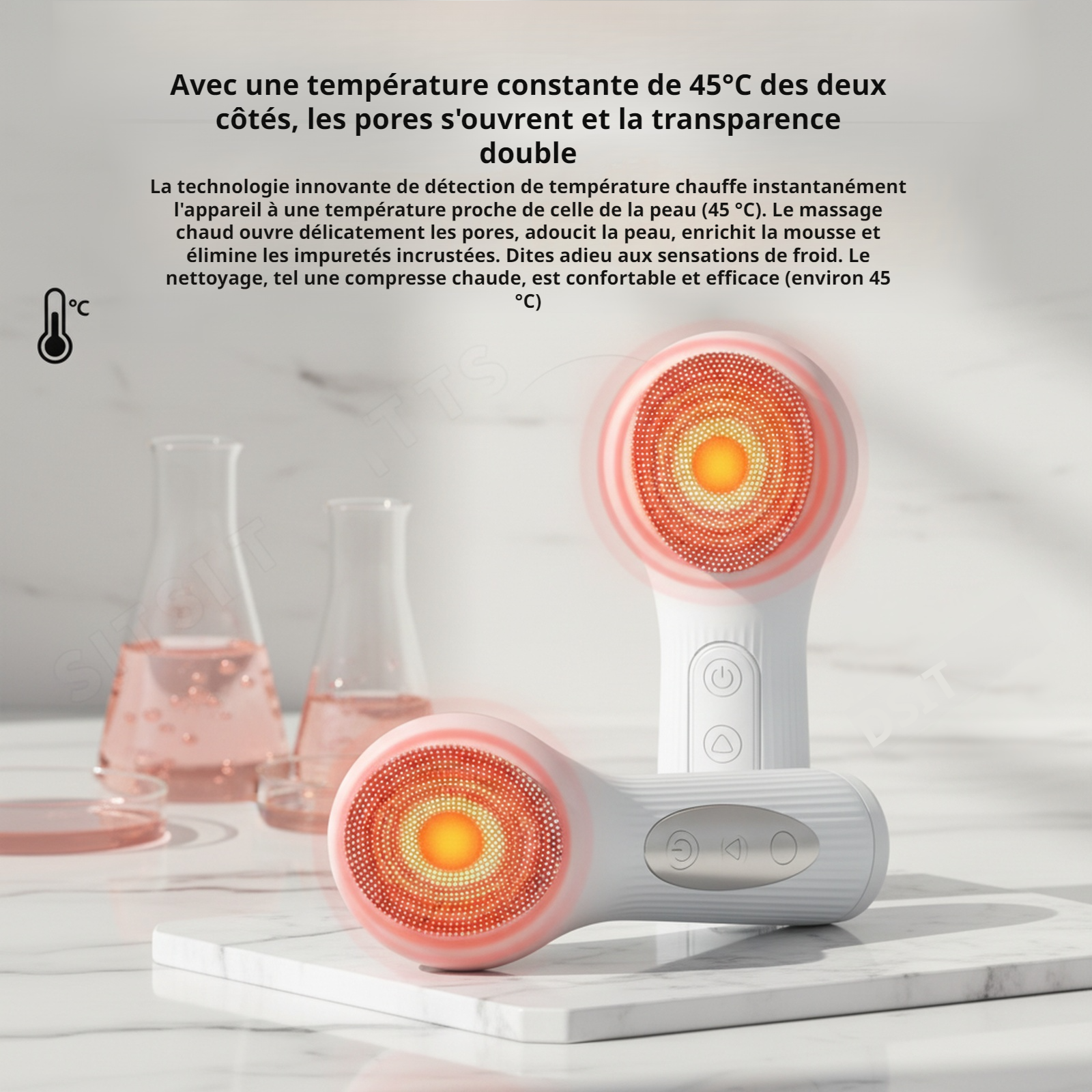 Nettoyeur facial avec 9 températures réglables