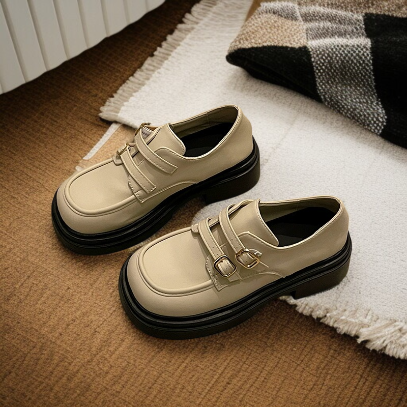 빈티지 통굽 키높이 여성 단화 여름 송편창 작은 구두 스커트 단화 여 빈티지 통굽 키높이 작은 구두