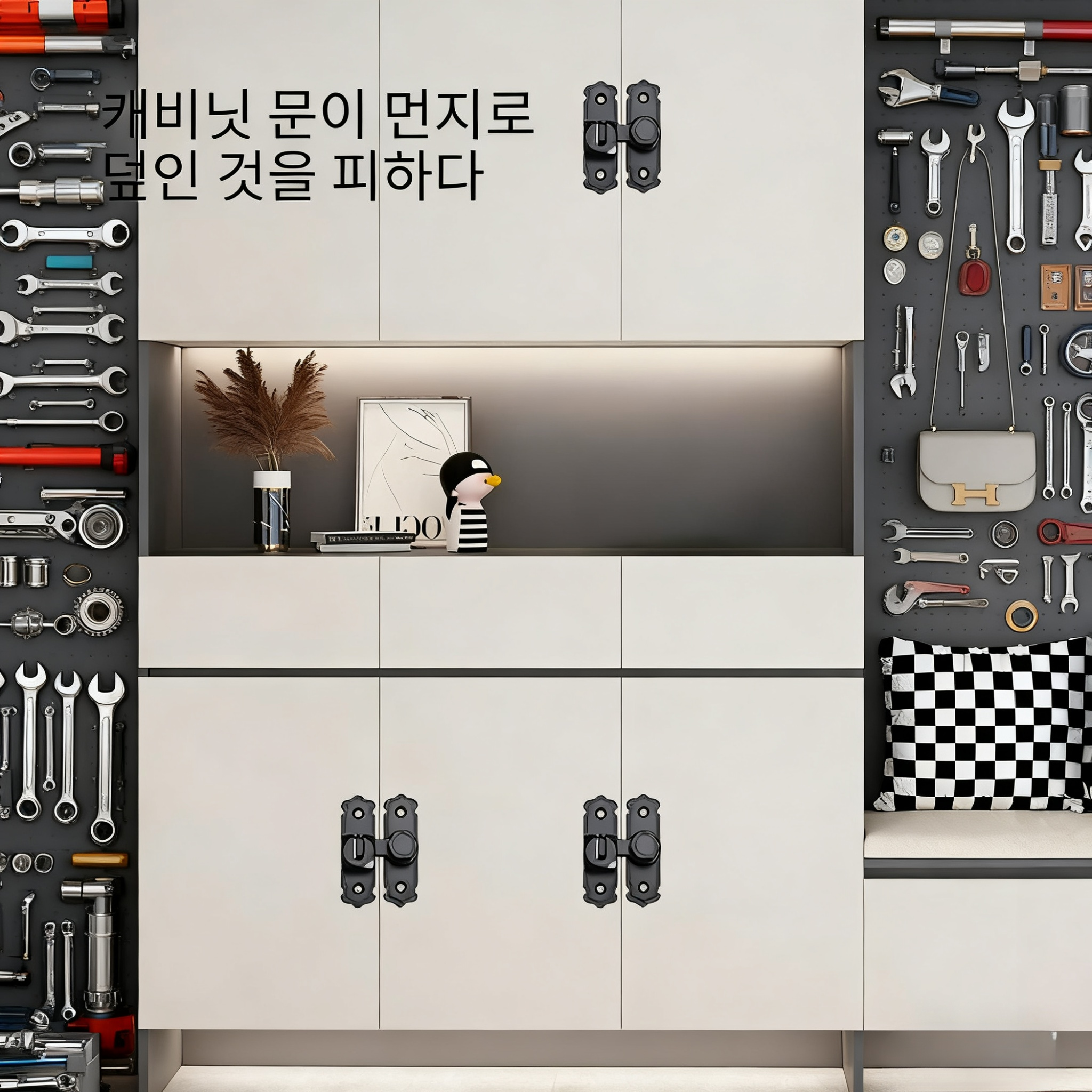 다양한 도어에 설치된 버클 사진