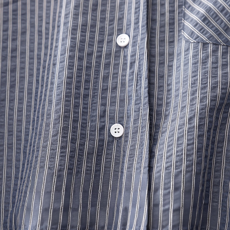 여성용 긴팔 줄무늬 셔츠