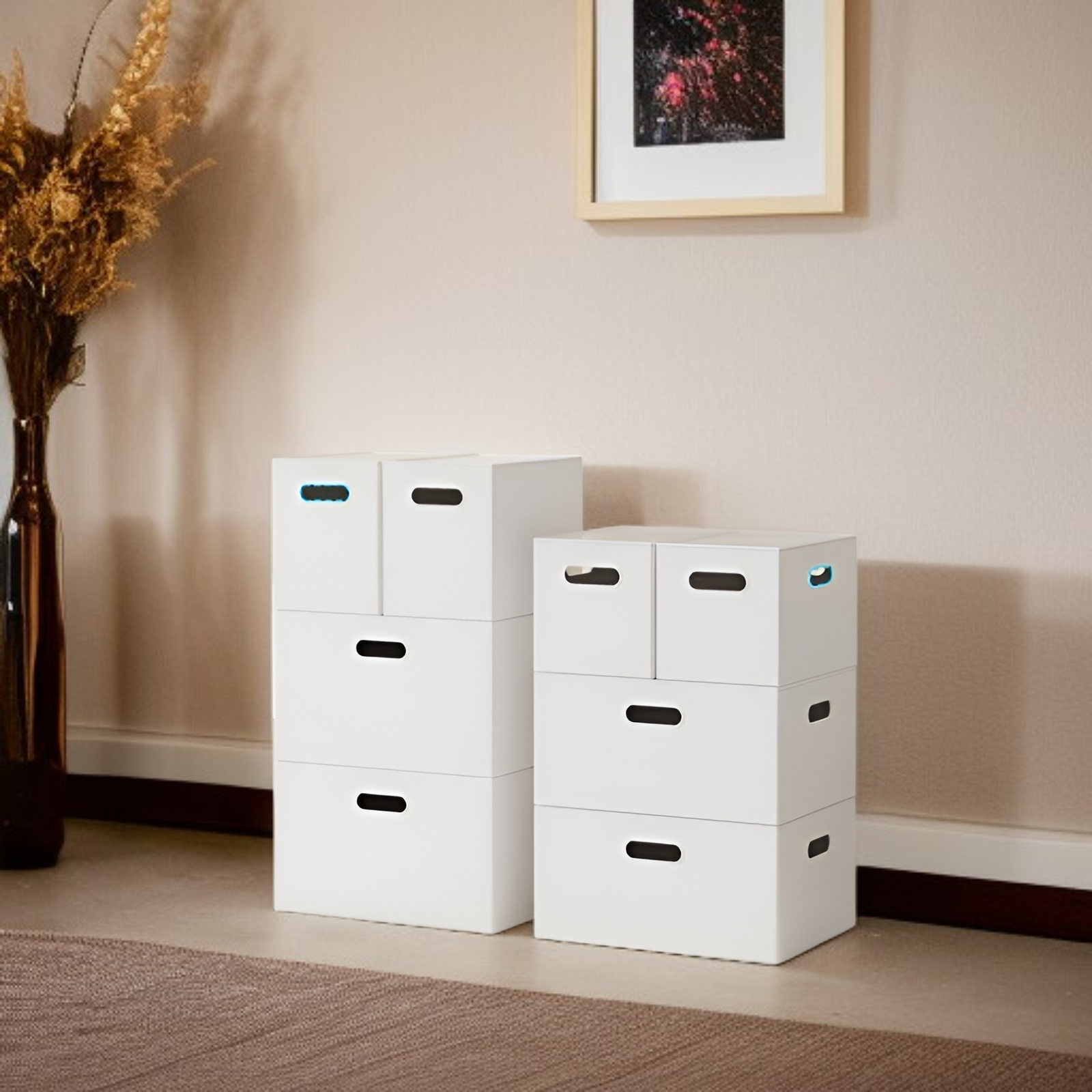 صندوق تخزين بلاستيكي أبيض متعدد الوظائف ذو سعة كبيرة