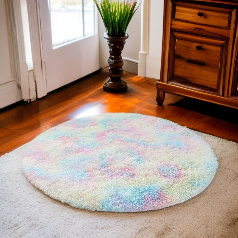 紮染絲毛圓形地毯
