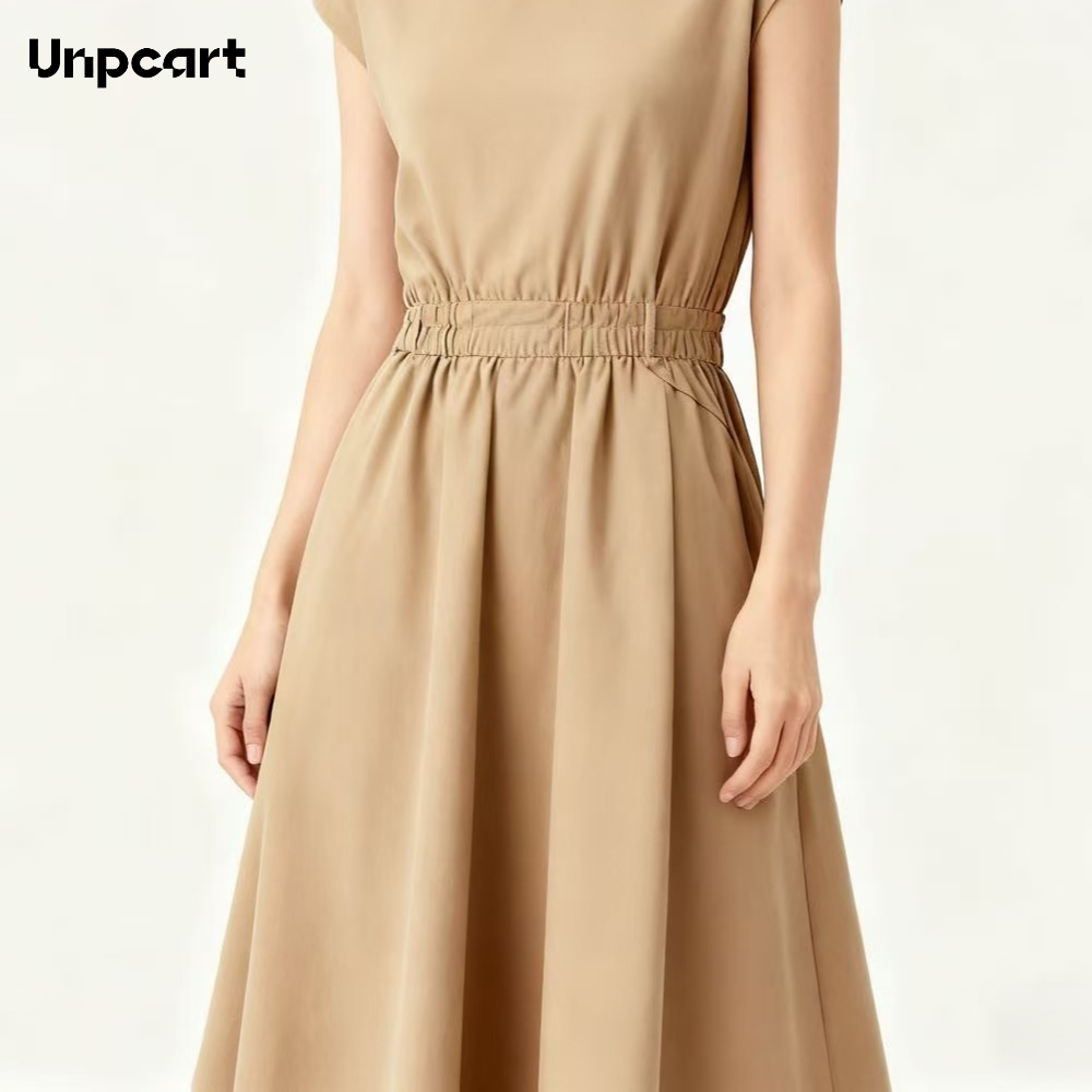 여성을 위한 카키색 심플 드레스 정면 사진