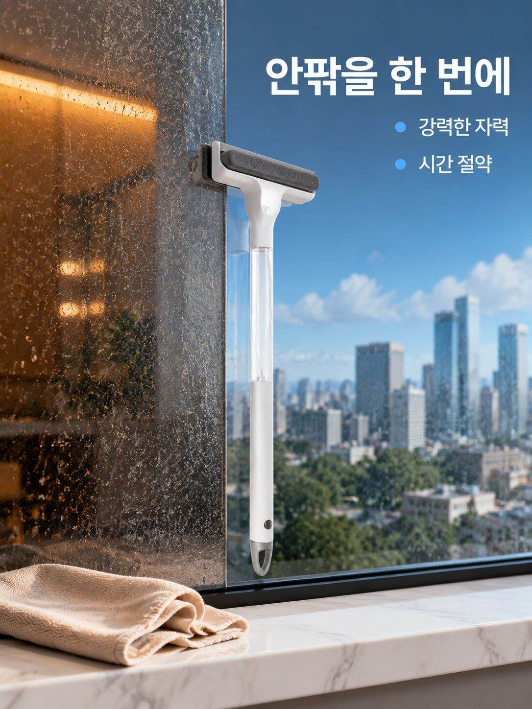 양면 창문 청소기 스프레이 물통 일체형 연장 유리 스퀴지