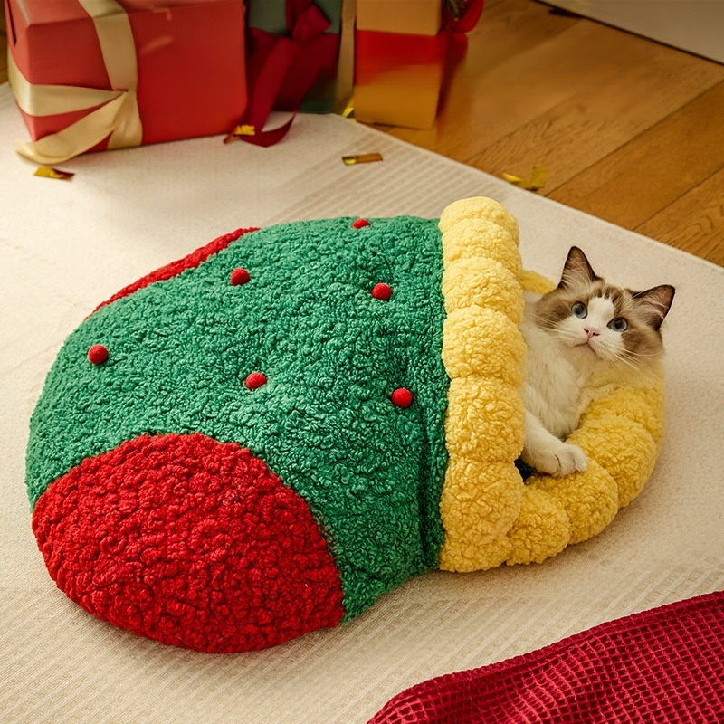 Katzenbett Weihnachten, dick gefüttert und warm für Katzen