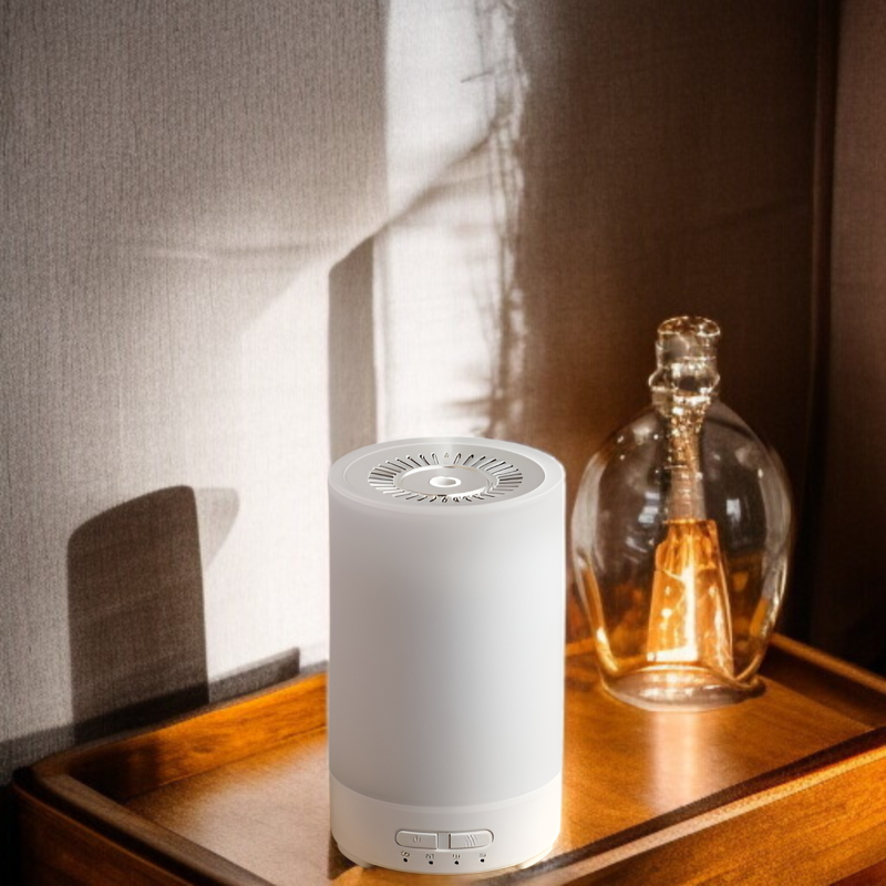 新しいナイトライト加湿器、家庭用USBアロマディフューザー、カラフルな木目調ディフューザー、ミニサイレントベッドルームアロマディフューザー