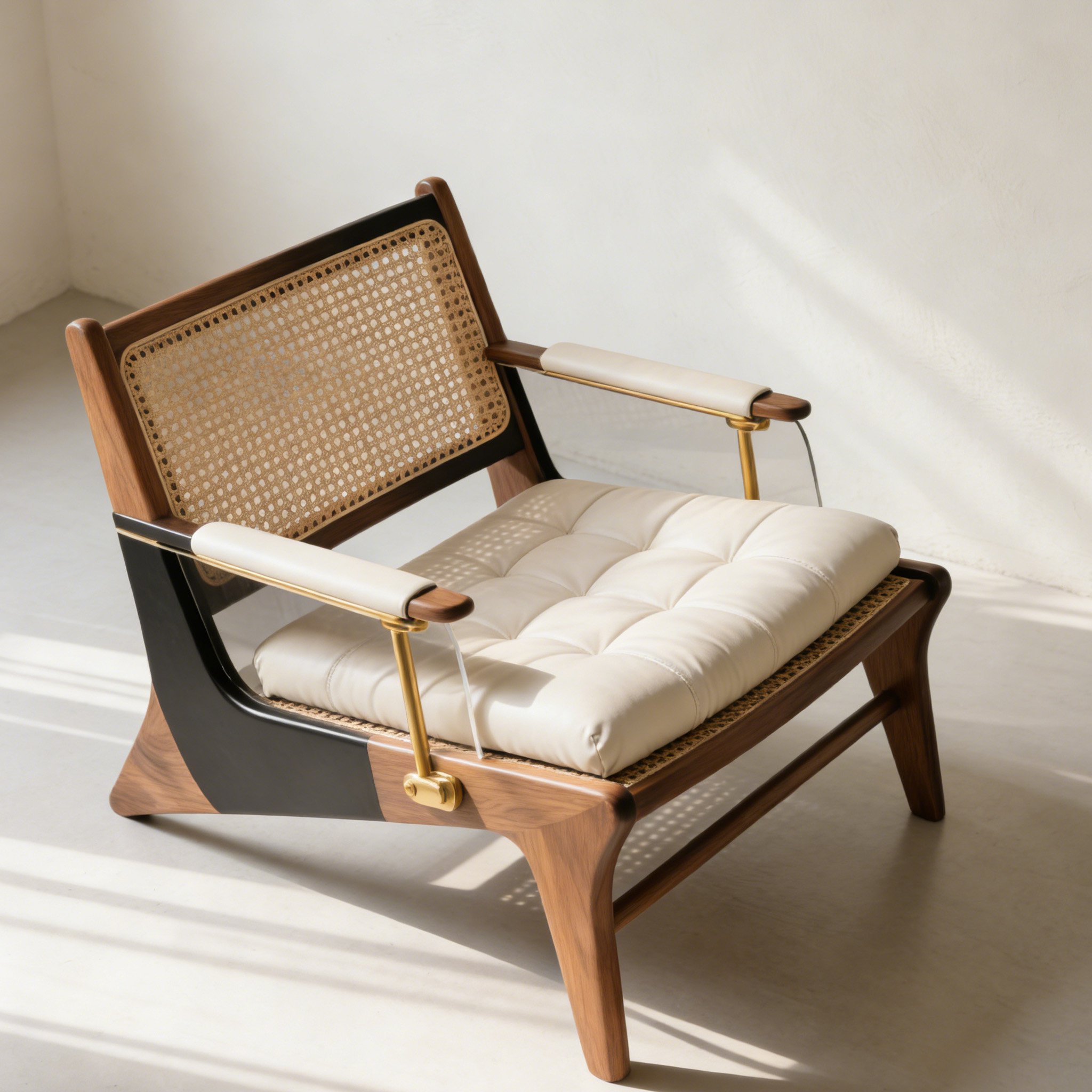 เก้าอี้ไม้หวายแบบมีที่เท้าแขน