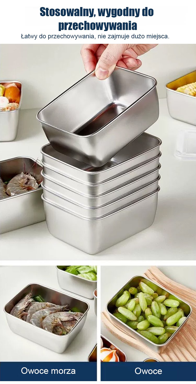 Pojemnik na żywność do lodówki ze stali nierdzewnej